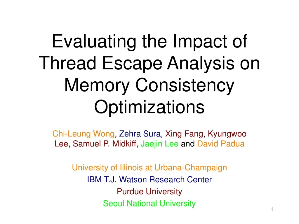 evaluating the impact of thread escape analysis on memory consistency optimizations