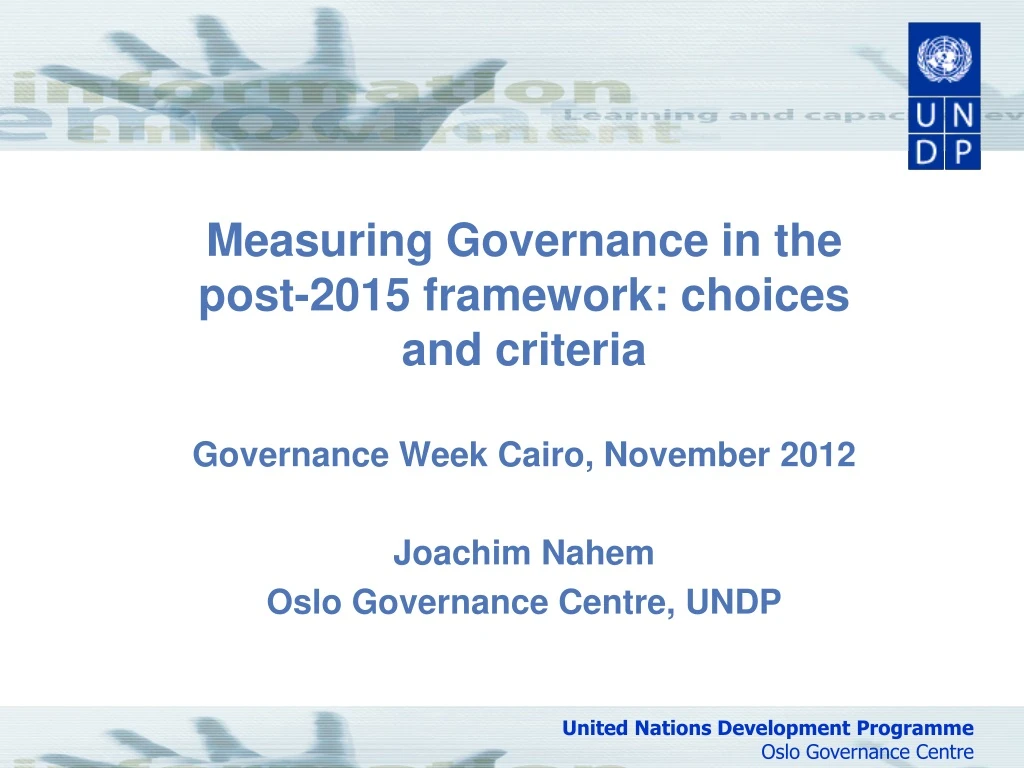 measuring governance in the post 2015 framework