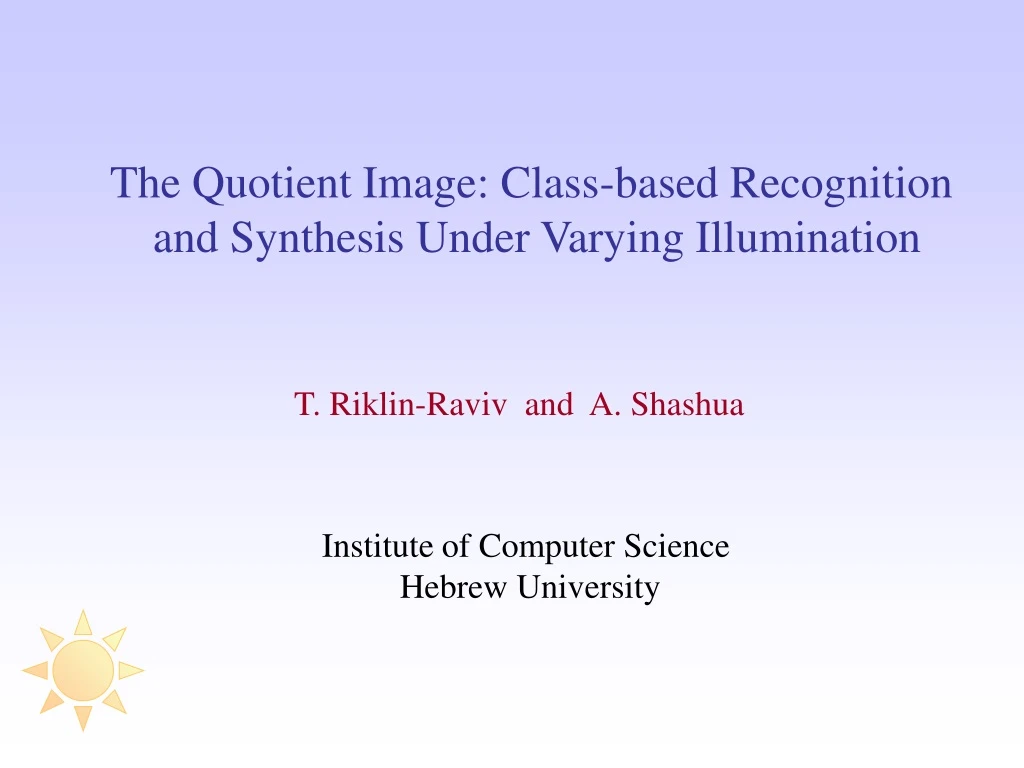 the quotient image class based recognition