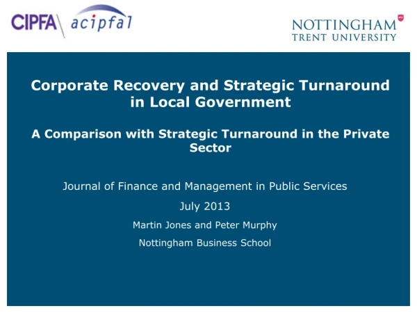 Journal of Finance and Management in Public Services July 2013 Martin Jones and Peter Murphy