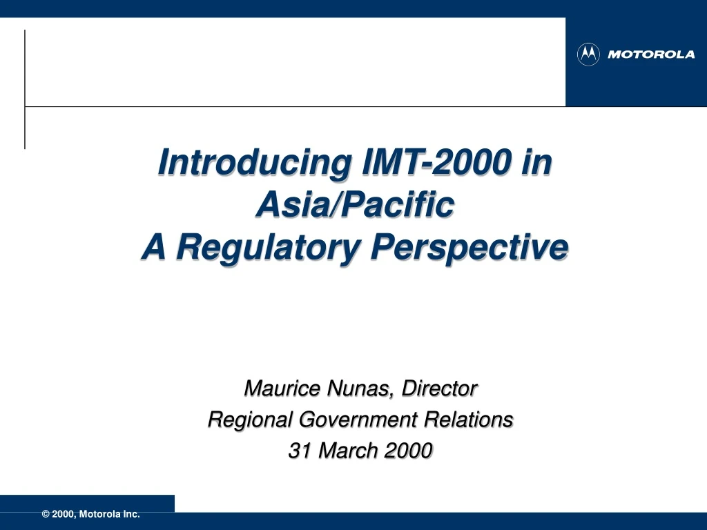 introducing imt 2000 in asia pacific a regulatory perspective