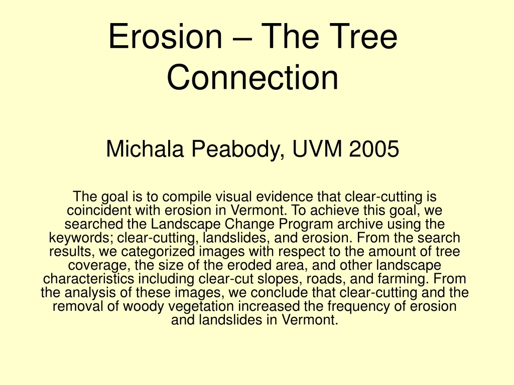 erosion the tree connection michala peabody uvm 2005