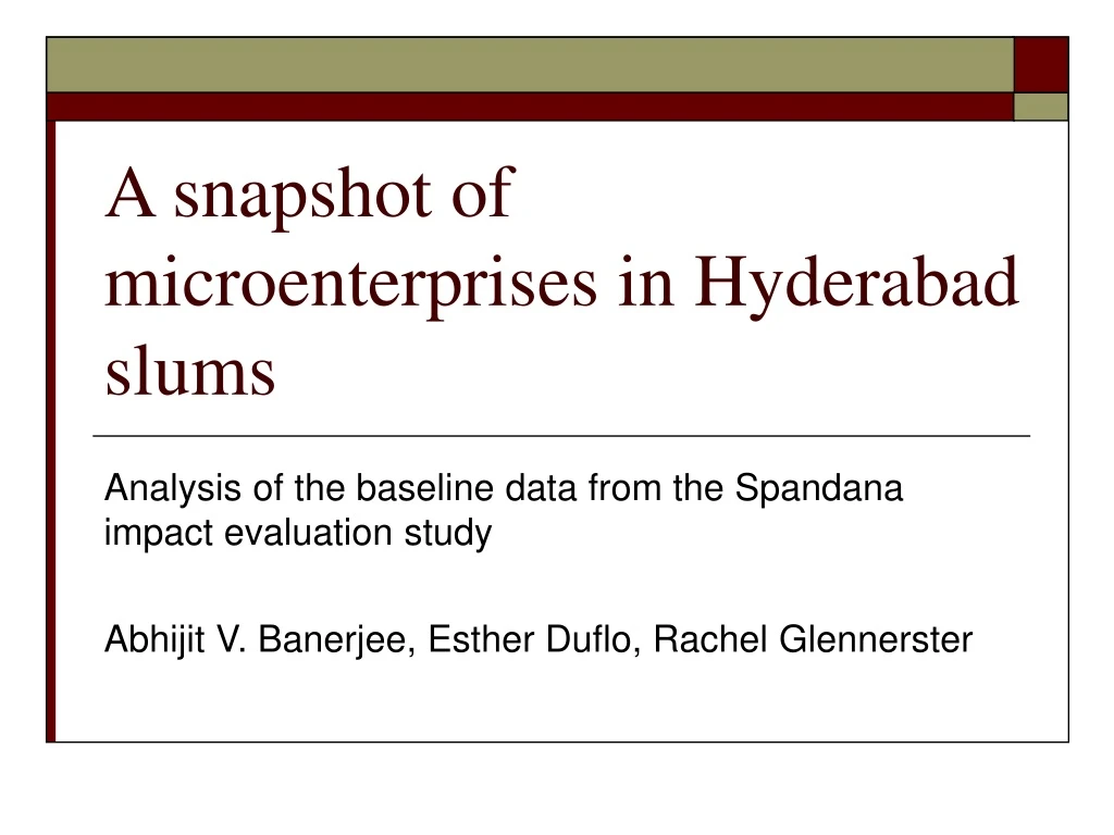 a snapshot of microenterprises in hyderabad slums