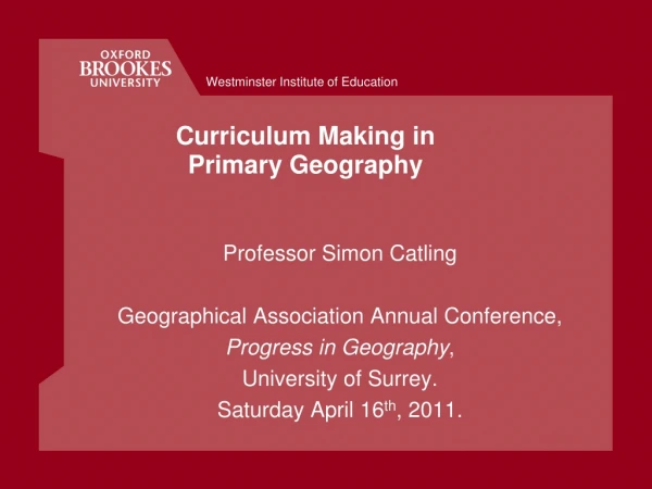 Curriculum Making in Primary Geography