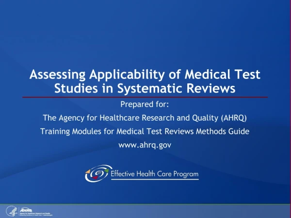 Assessing Applicability of Medical Test Studies in Systematic Reviews