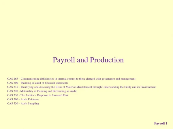 Payroll and Production