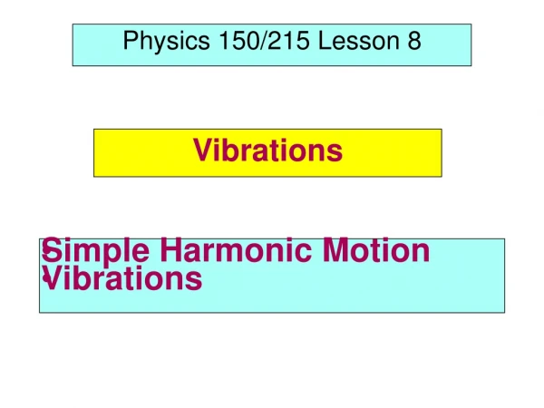 Simple Harmonic Motion Vibrations