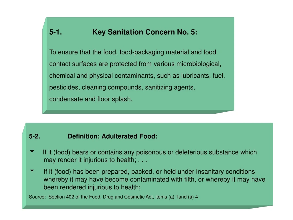 5 1 key sanitation concern no 5 to ensure that