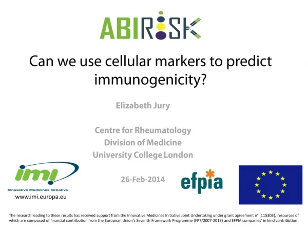 Can we use cellular markers to predict immunogenicity?