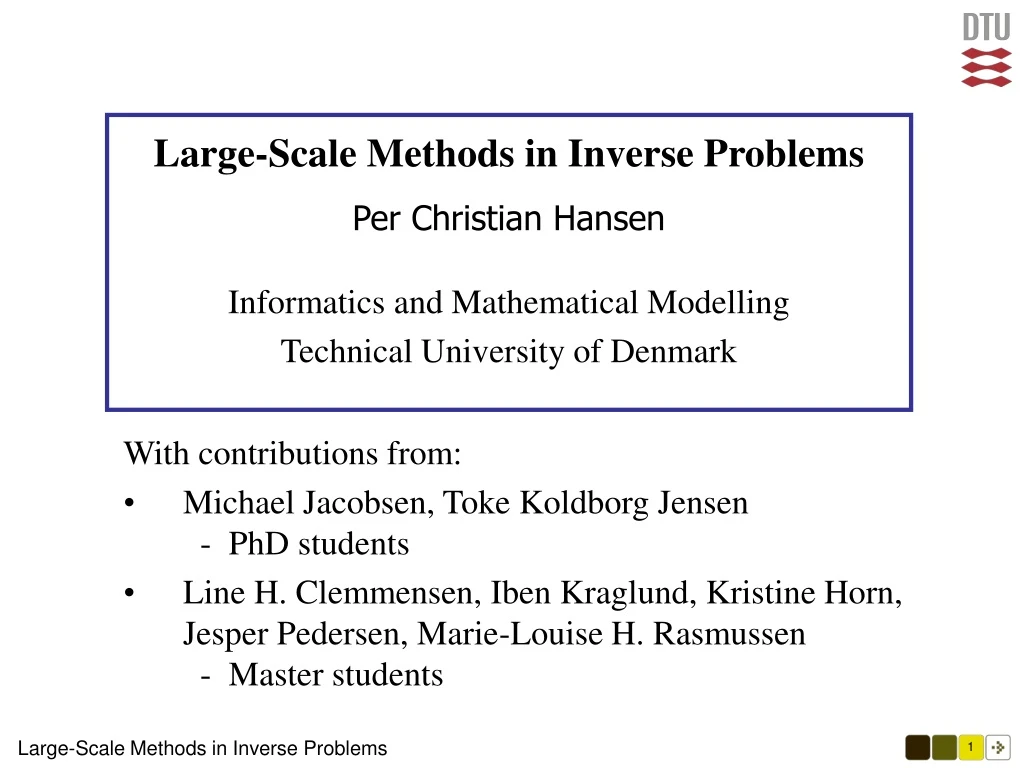 large scale methods in inverse problems