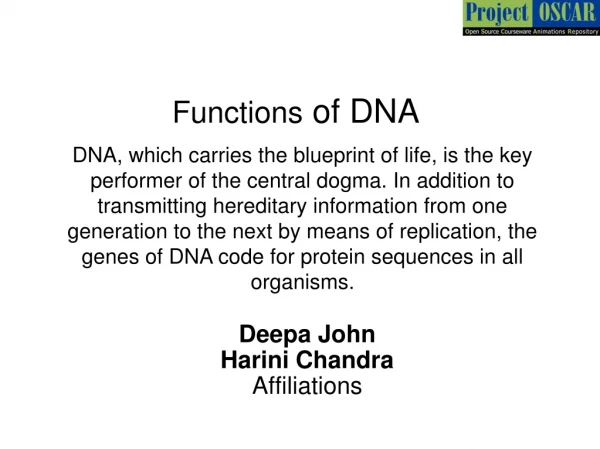 Functions  of DNA