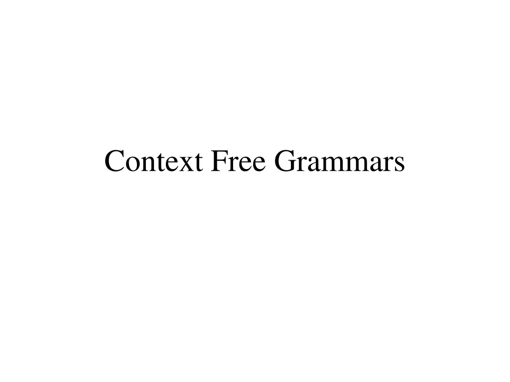 context free grammars