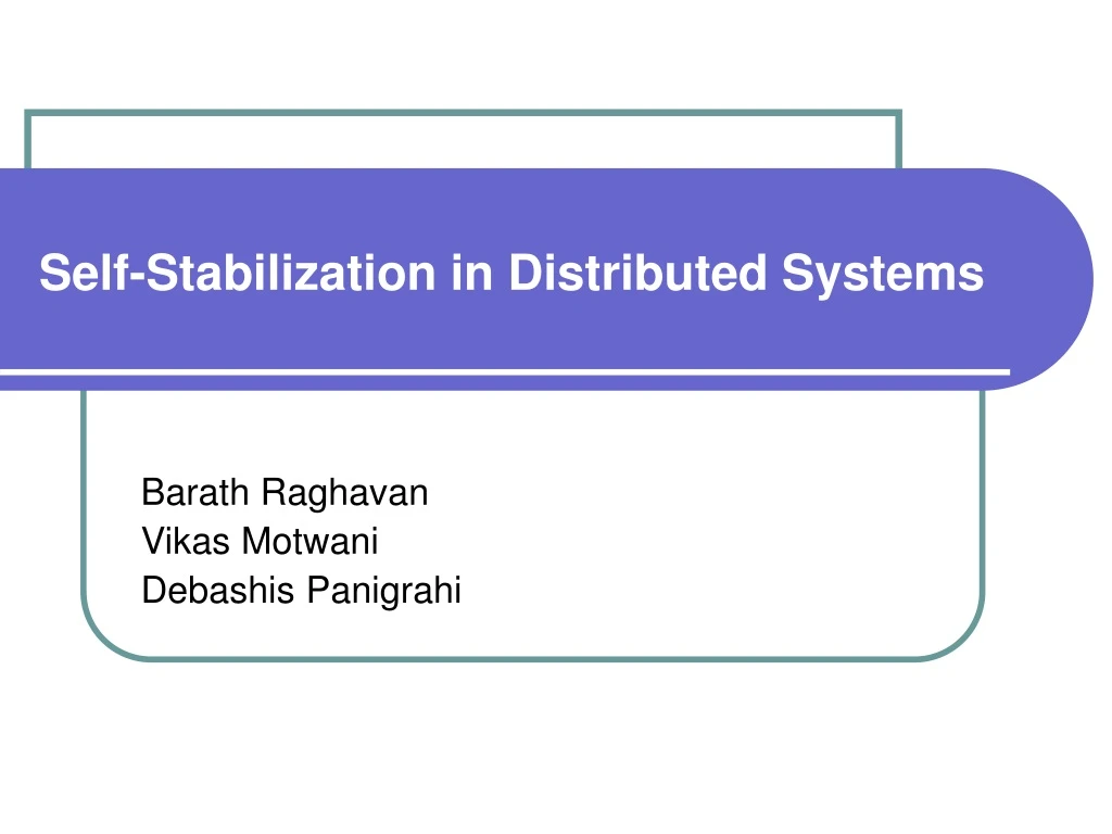 self stabilization in distributed systems