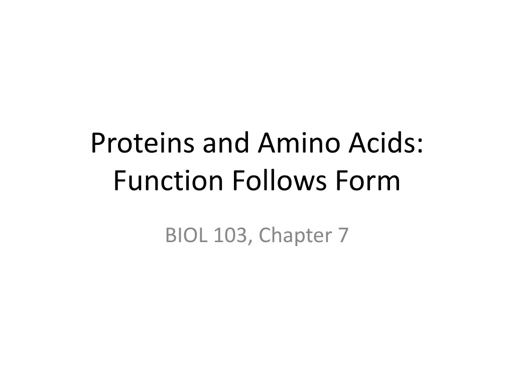 proteins and amino acids function follows form