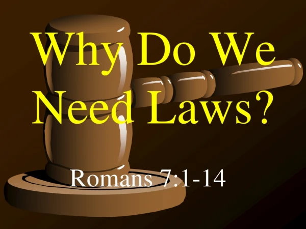 Why Do We Need Laws?