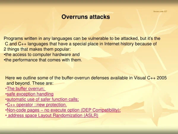 Overruns attacks