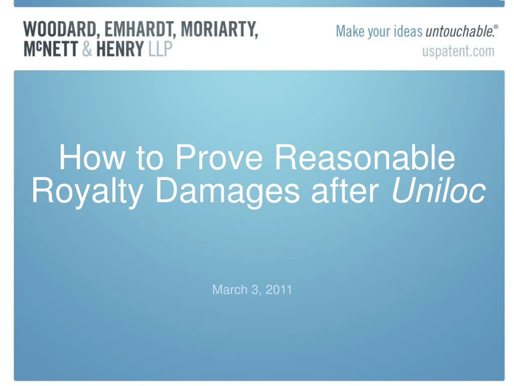 how to prove reasonable royalty damages after uniloc