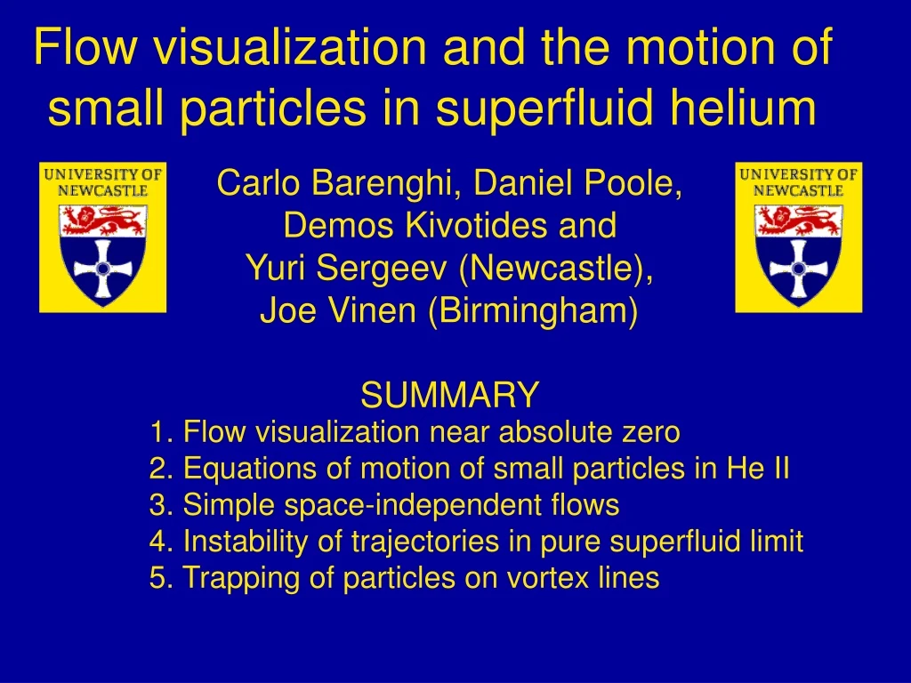 flow visualization and the motion of small particles in superfluid helium