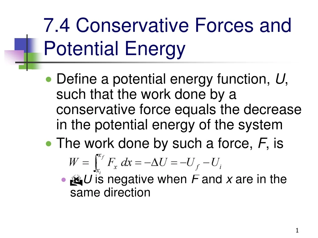 7 4 conservative forces and potential energy