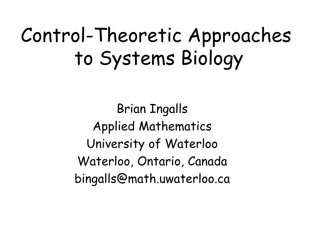 control theoretic approaches to systems biology