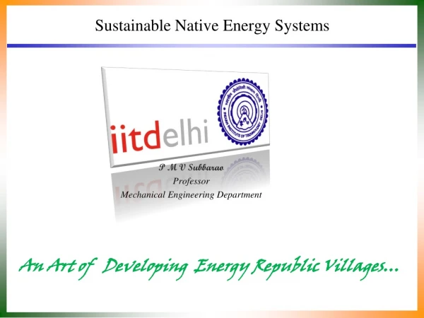 Sustainable Native Energy Systems