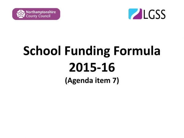 School Funding Formula 2015-16 (Agenda item 7)