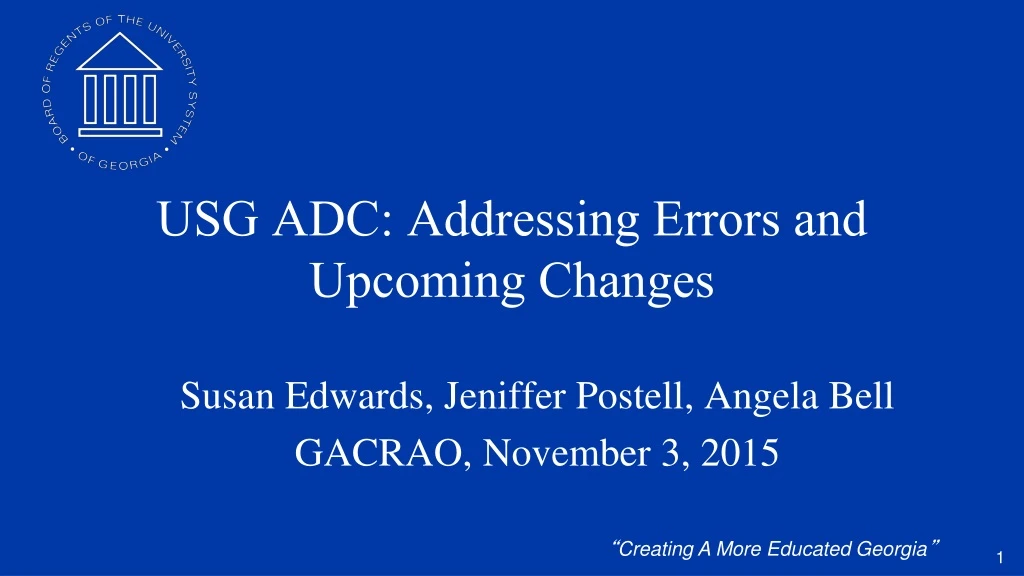 usg adc addressing errors and upcoming changes