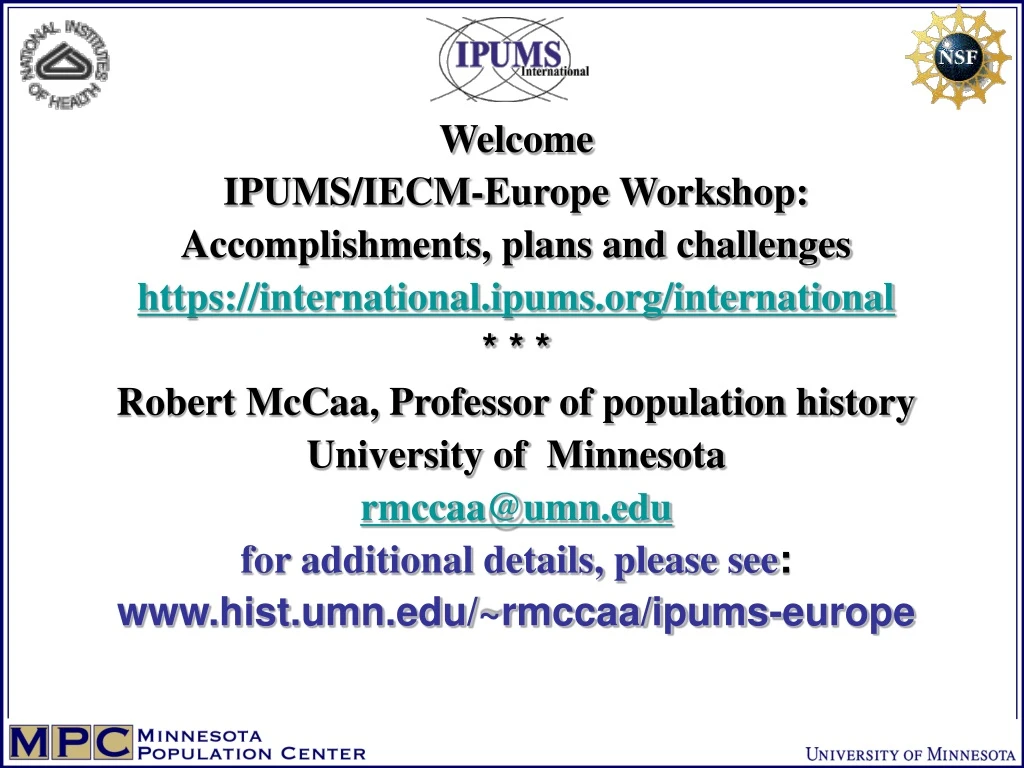 welcome ipums iecm europe workshop