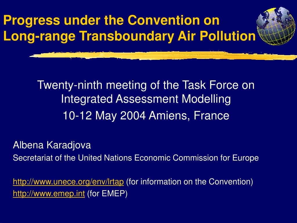 progress under the convention on long range transboundary air pollution