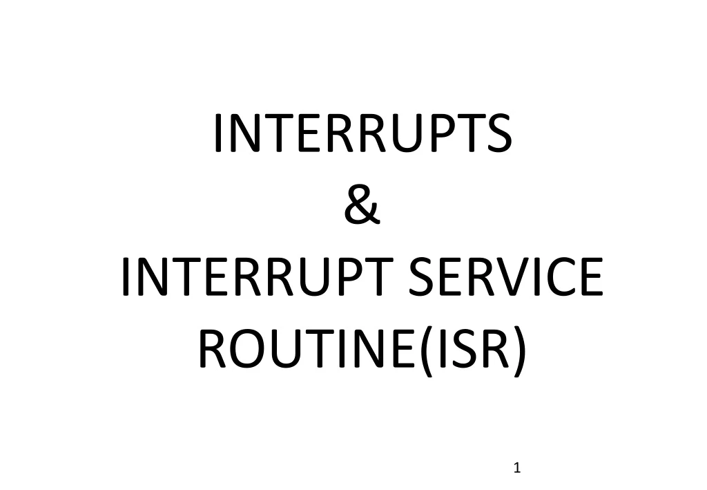 interrupts interrupt service routine isr