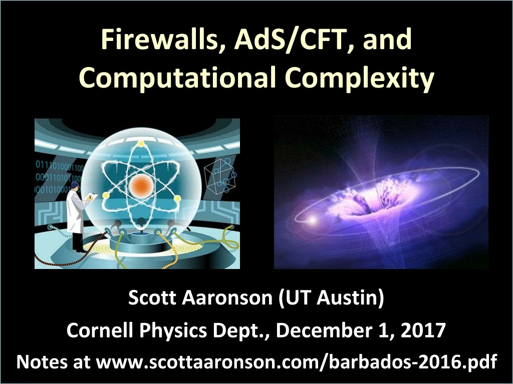 firewalls ads cft and computational complexity