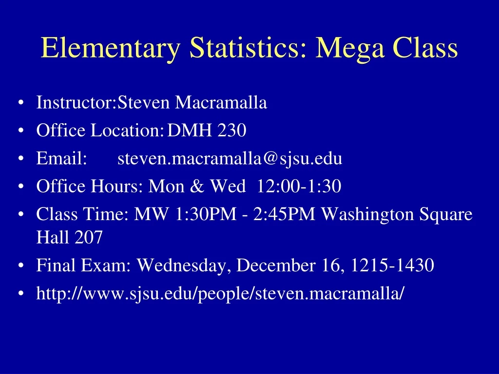 elementary statistics mega class