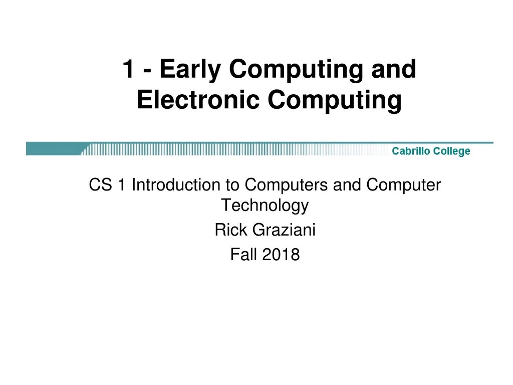 1 early computing and electronic computing