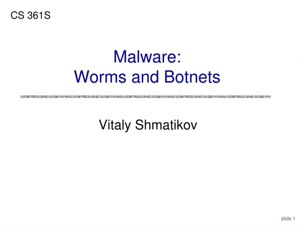 Malware: Worms and Botnets