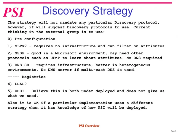 Discovery Strategy