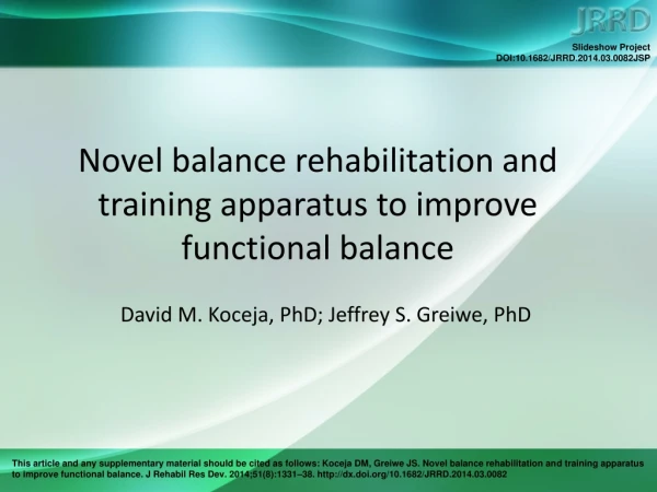 Novel balance rehabilitation and training apparatus to improve functional balance