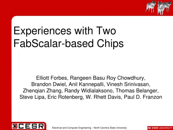 Experiences with Two FabScalar-based Chips