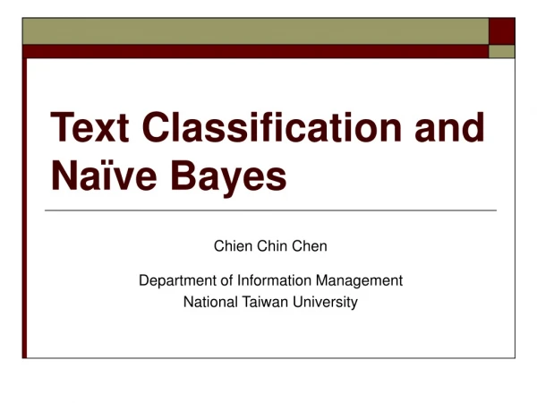 Text Classification and Naïve Bayes