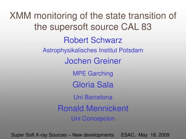 XMM monitoring of the state transition of the supersoft source CAL 83
