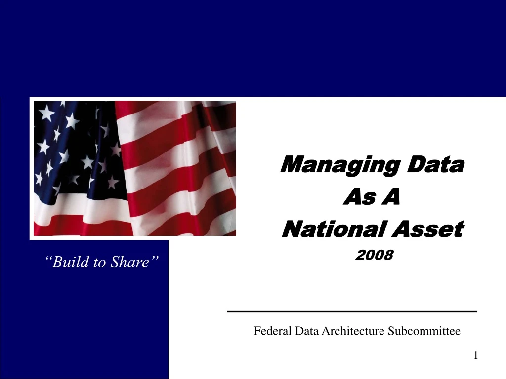 managing data as a national asset 2008