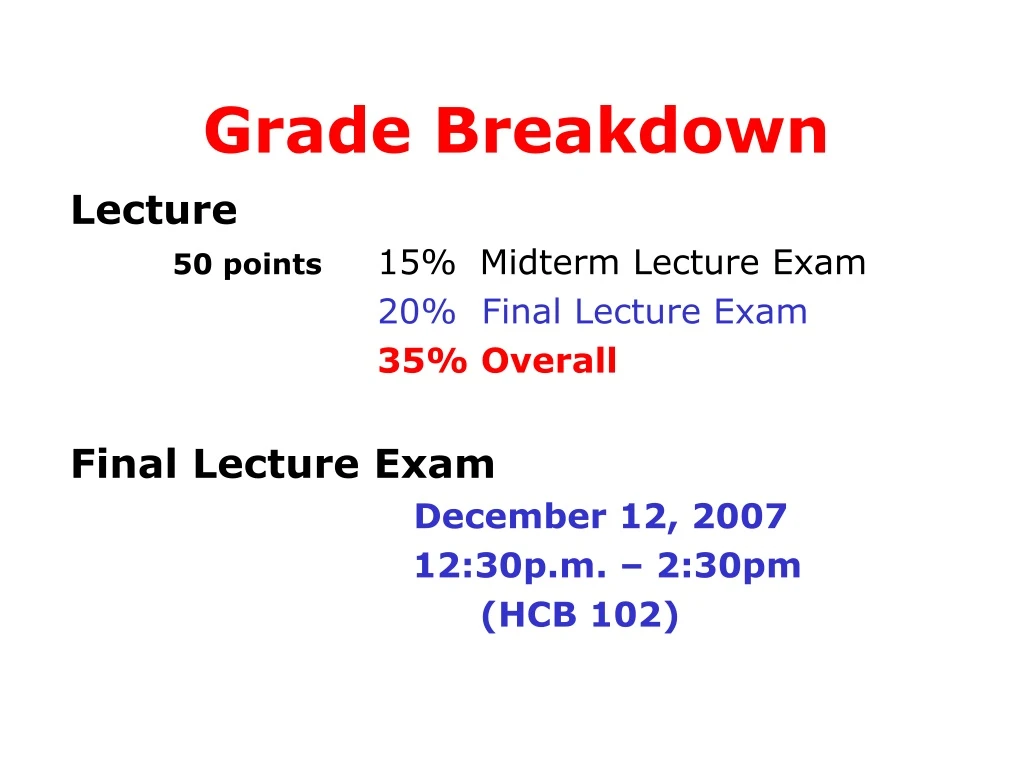 grade breakdown