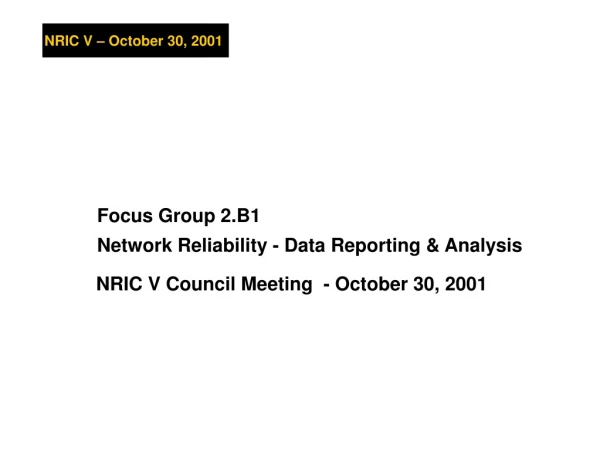 NRIC V Council Meeting  - October 30, 2001