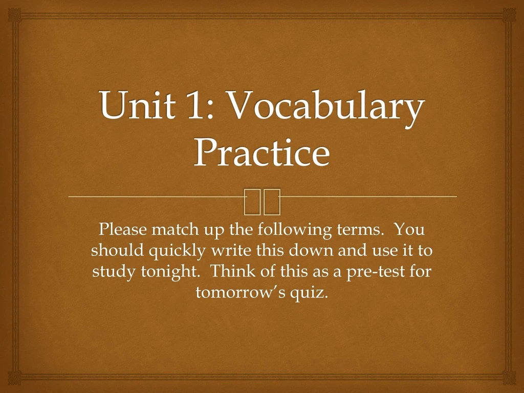 unit 1 vocabulary practice
