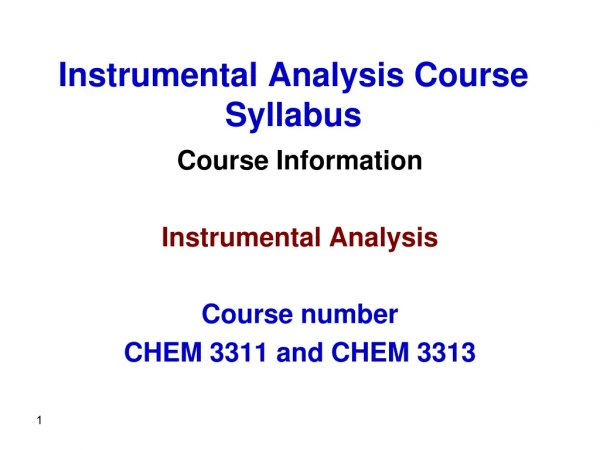Instrumental Analysis Course Syllabus