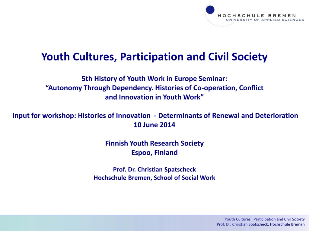 youth cultures participation and civil society