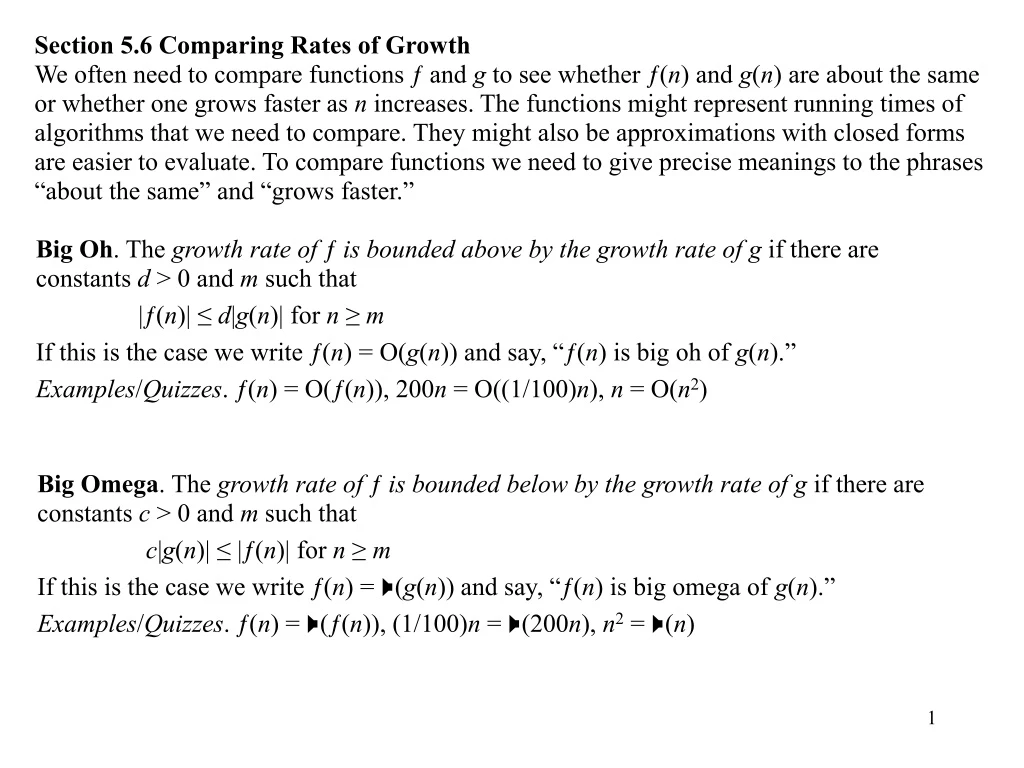 section 5 6 comparing rates of growth we often