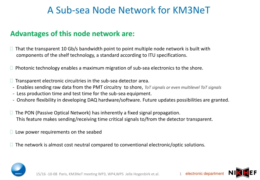 a sub sea node network for km3net