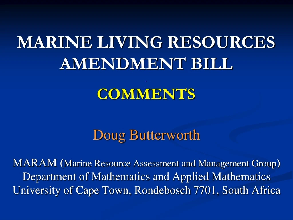 marine living resources amendment bill comments