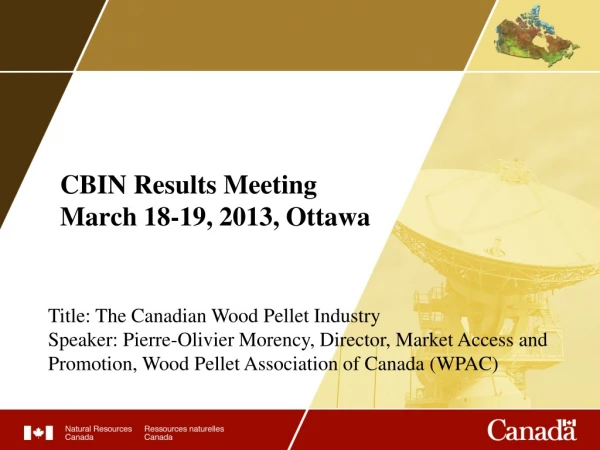 CBIN Results Meeting March 18-19, 2013, Ottawa