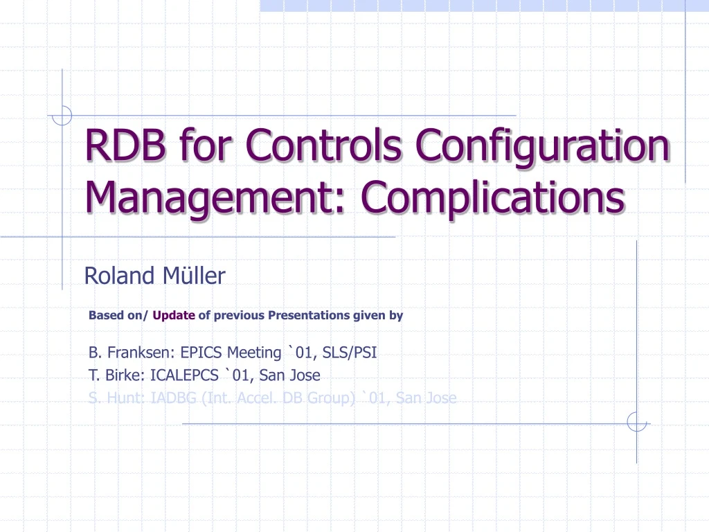 rdb for controls configuration management complications
